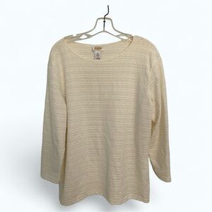 Talbots cream textured top  Long sleeves XL Slight silver sparkle Skims …